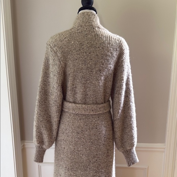 Vintage Wool Mohair Blend Long Textured Cardigan Sweater Belted Women's Large - Picture 5 of 12